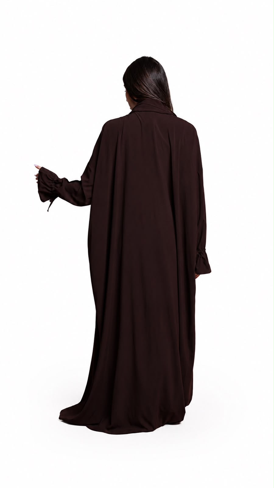 Cocoa brown prayer abaya, back view