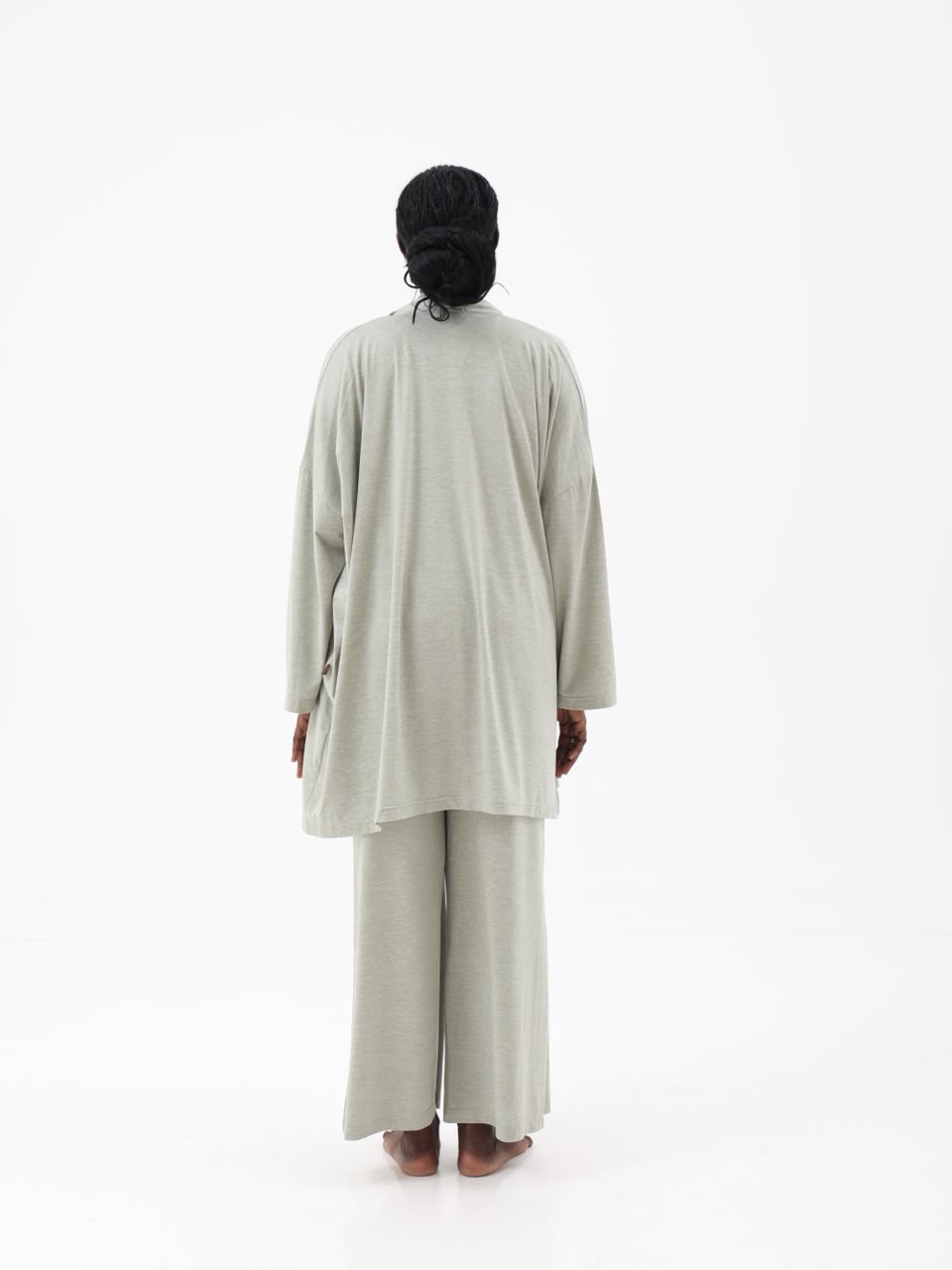 Sage jersey loungewear set, back view