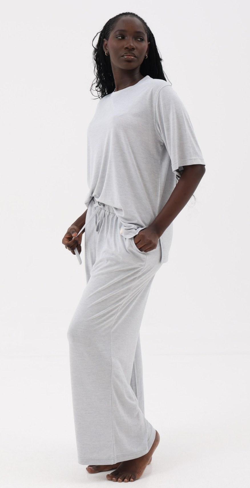 Cloud Knit Umrah Set with long abaya, top and trousers